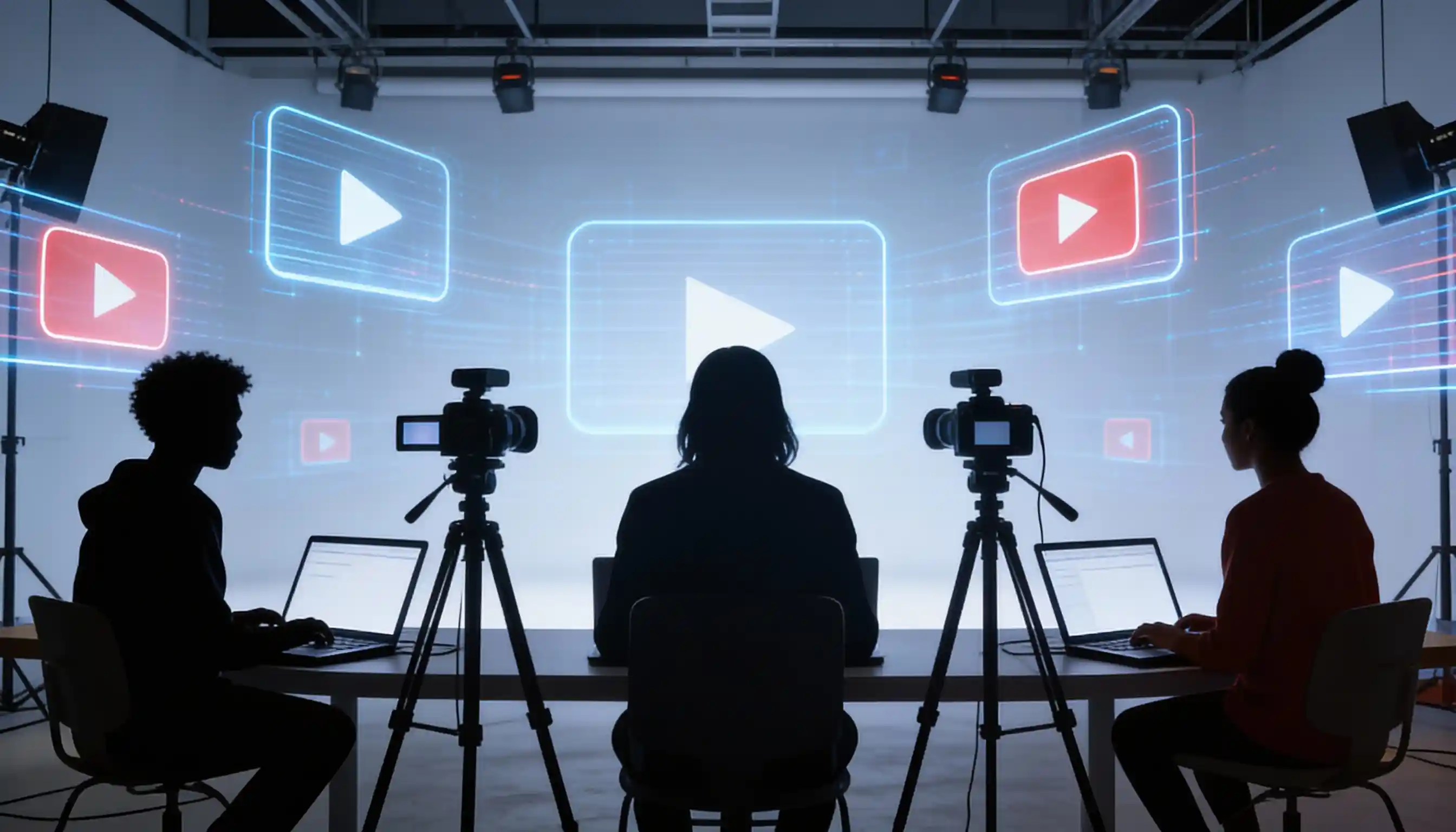 Diverse content creators celebrating YouTube success with rising analytics, subscriber growth, and profitable niche monetization in 2026