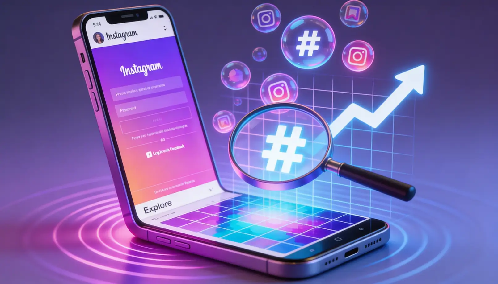 Smartphone displaying Instagram trending topics interface in 2026