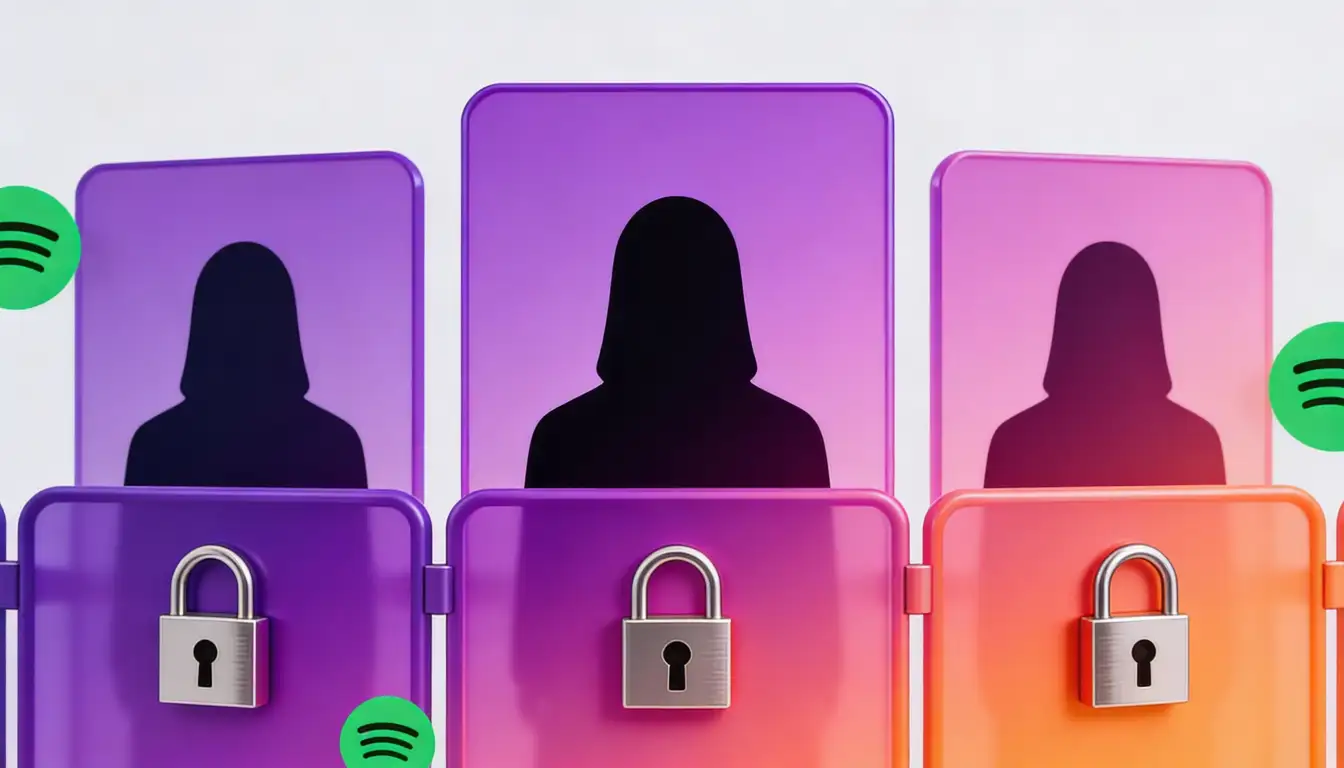 Modern tech illustration showing anonymous user icons behind privacy shield for data protection