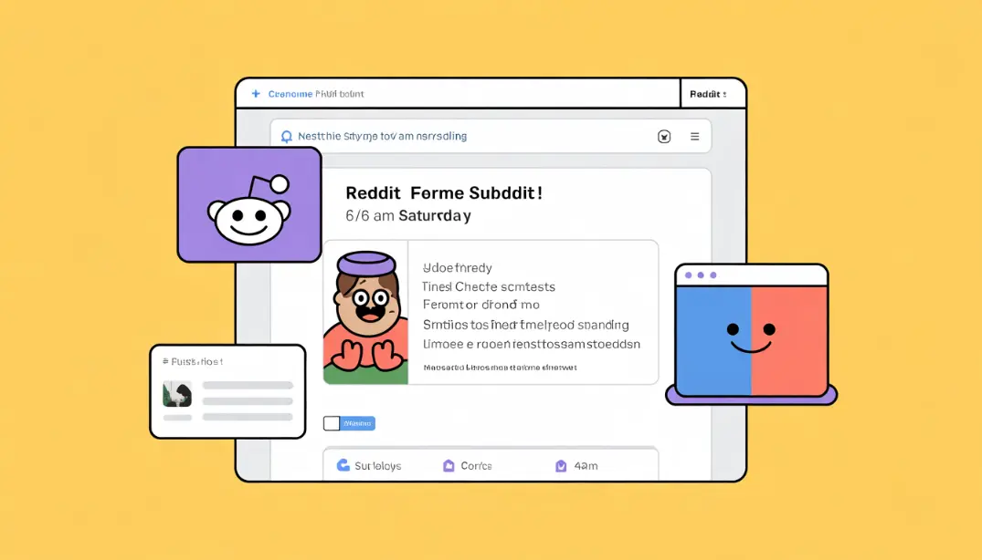 Reddit front page showing posts rising through new, hot, and top sections with upvote counts and timestamps, illustrating how post timing affects visibility in different subreddits &mdash; a developer's Chrome extension post reaching the front page of r/webdev after being posted at 6 AM Saturday