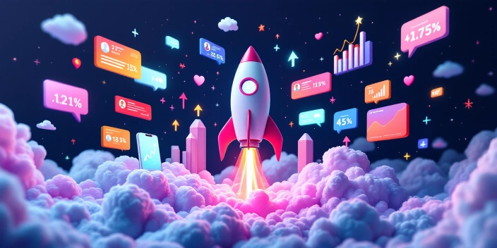 Social media growth momentum and acceleration visualization