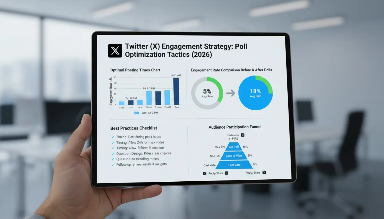 Collection of creative Twitter poll examples showing market research polls asking about product features, audience engagement polls for content preferences, fun personality quizzes, industry trend predictions, and customer feedback surveys demonstrating versatile poll applications for brands and creators in 2026