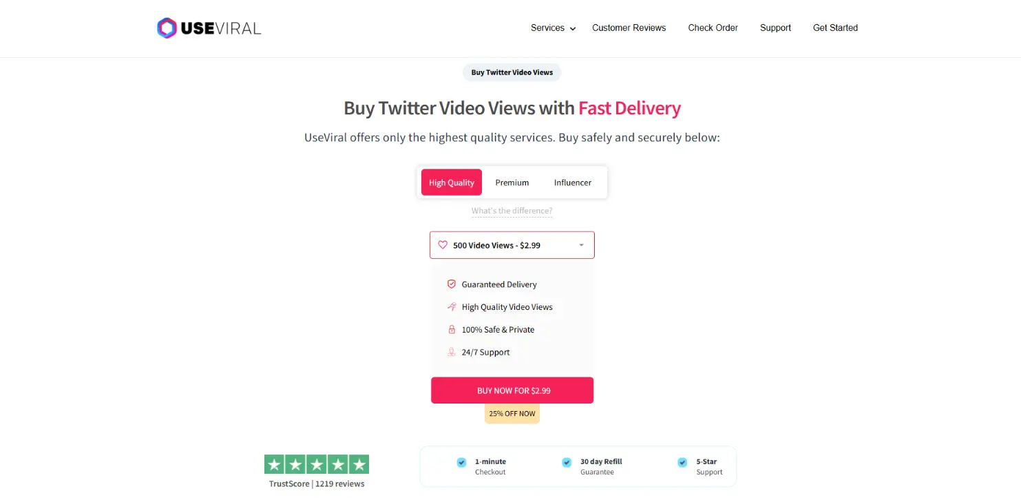 UseViral X views with expensive premium pricing