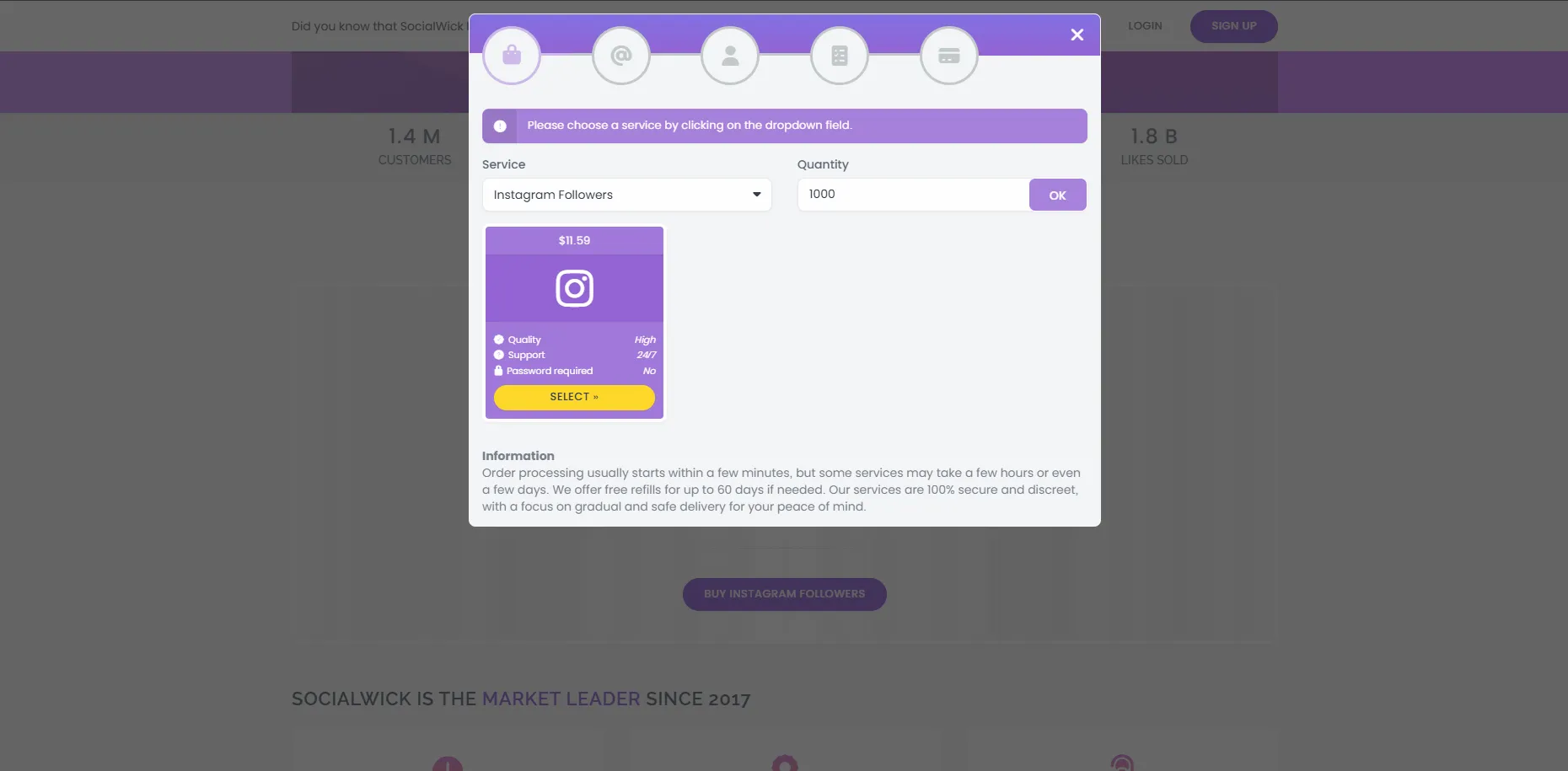 SocialWick Instagram followers with expensive pricing than GTR