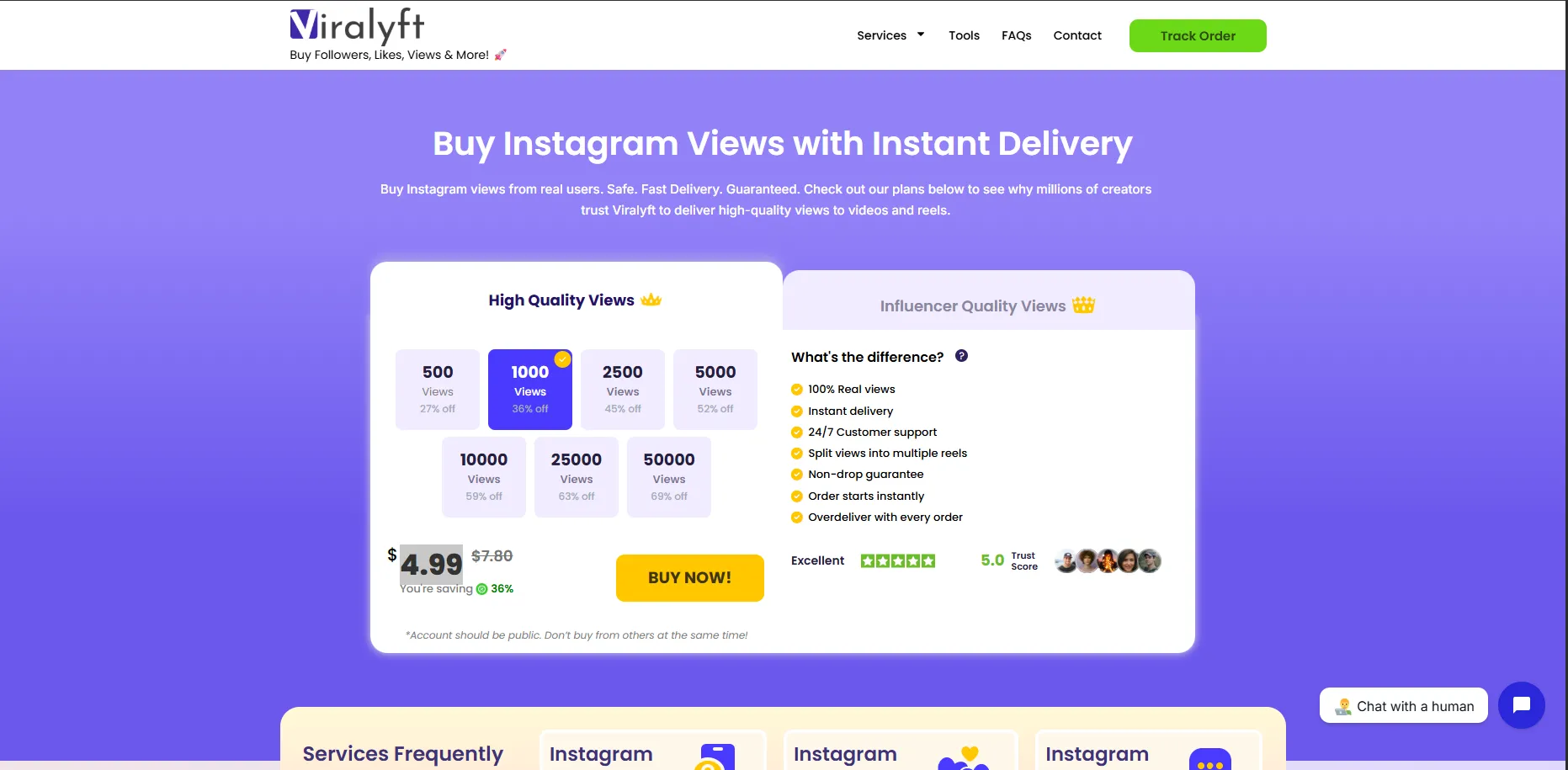 Viralyft Instagram views at double GTR's price
