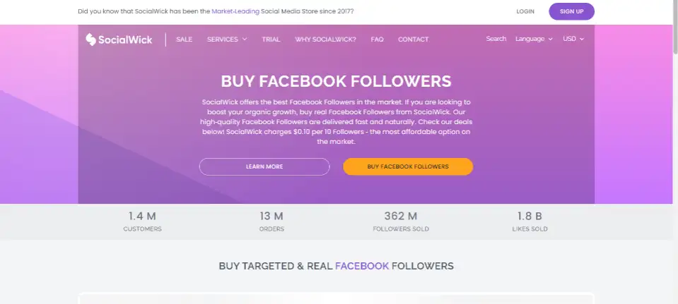 SocialWick Facebook followers service with minimal price premium