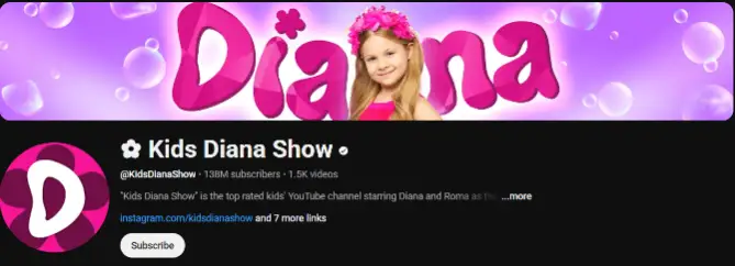 Kids Diana Show YouTube channel banner