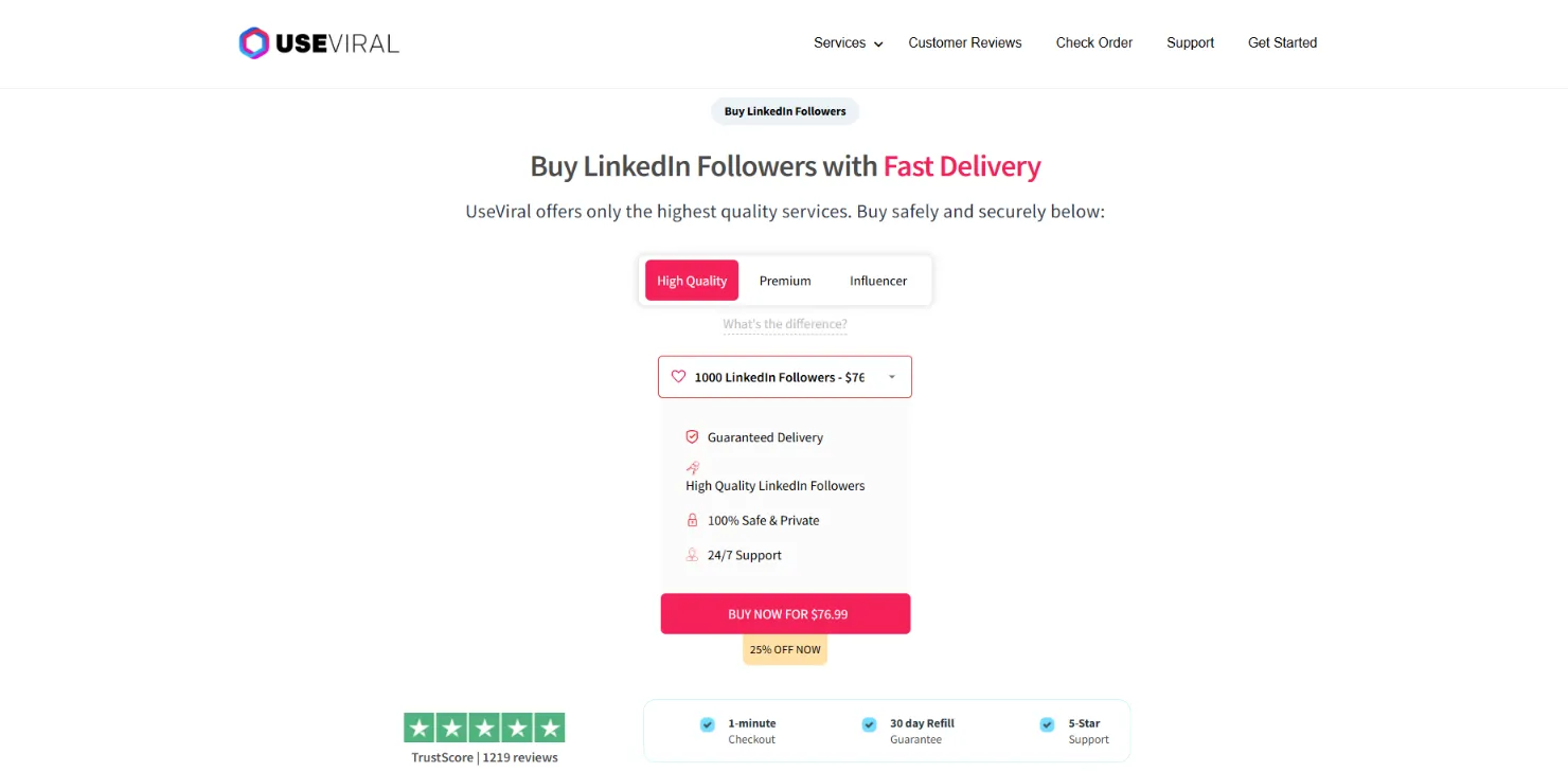 UseViral LinkedIn followers at nearly 4x GTR's price