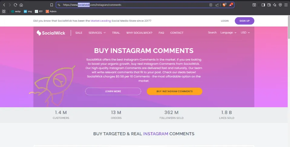SocialWick Instagram comments service with premium pricing claims