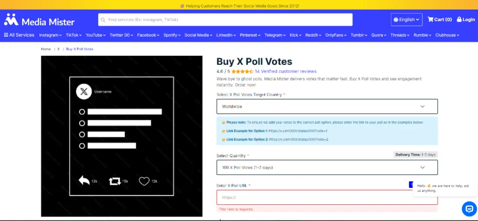 Media Mister X poll votes with expensive premium pricing and brand name