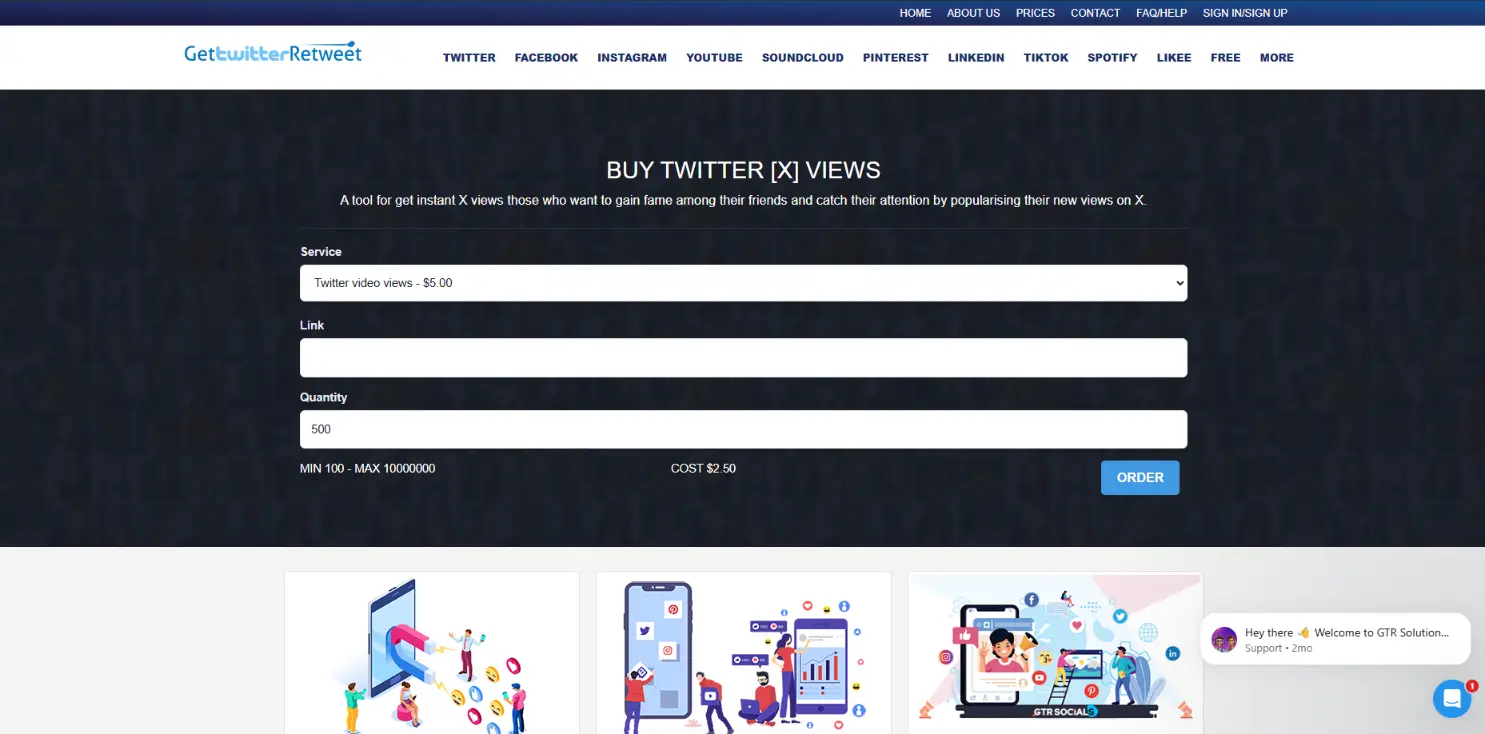 GetTwitterRetweet X views with higher pricing