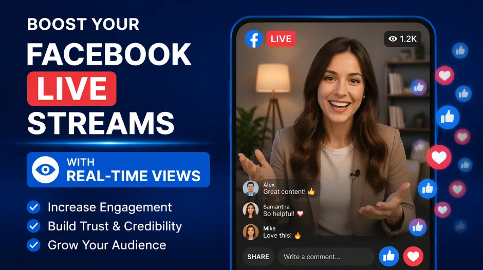 Buy Facebook Live views to boost live stream audience, engagement, and real-time visibility