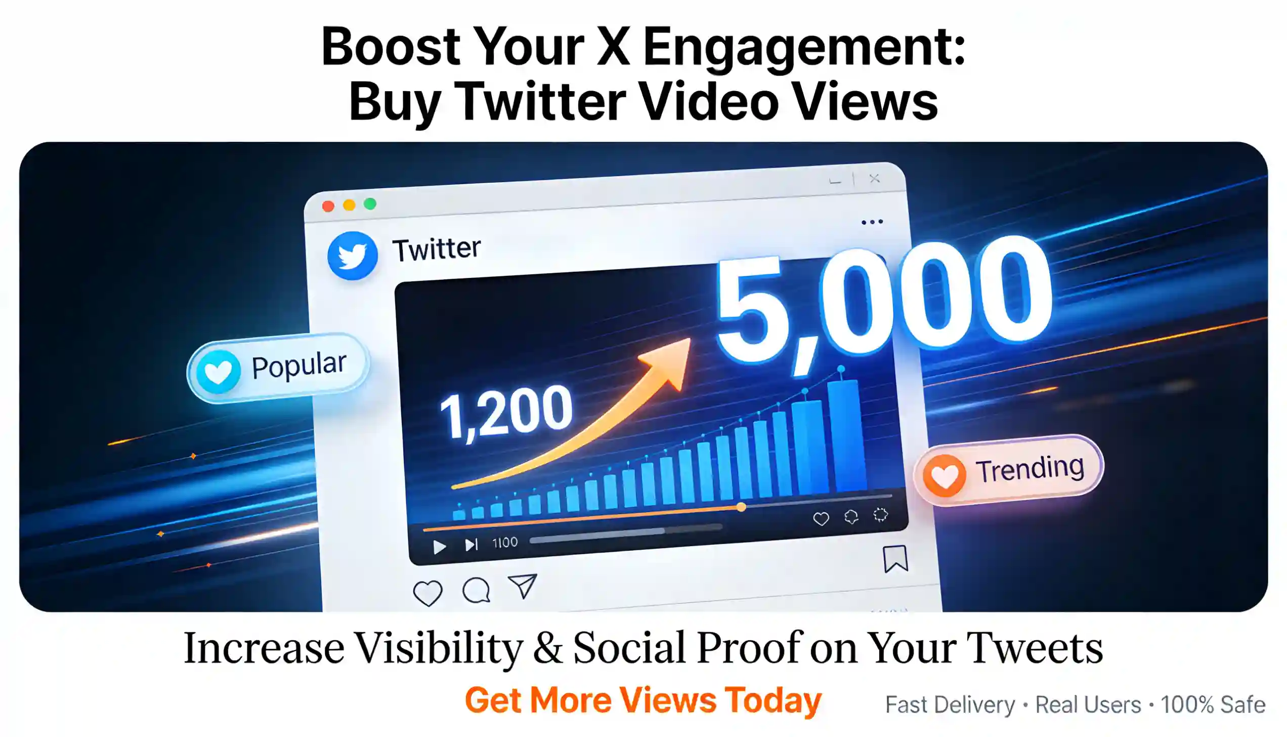 Buy Twitter video views to boost X engagement, visibility, and social proof on your tweets