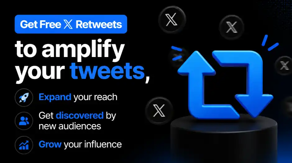 Get free X retweets to amplify your tweets, expand your reach on Twitter, and get discovered by new audiences