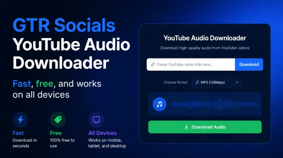 GTR Socials YouTube Audio Downloader &mdash; fast, free, and works on all devices